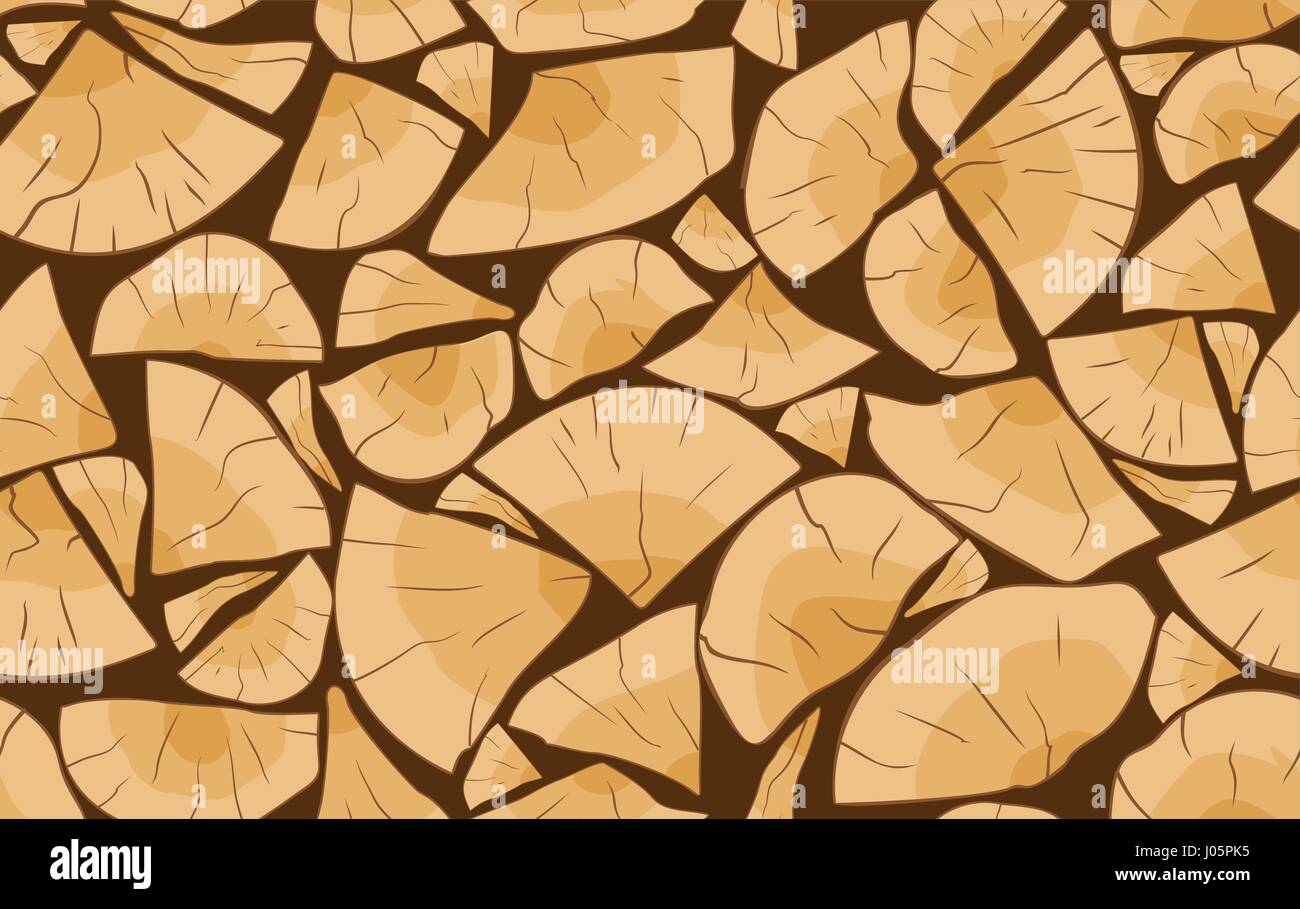 Pile of firewood logs seamless pattern. Vector illustration Stock Vector