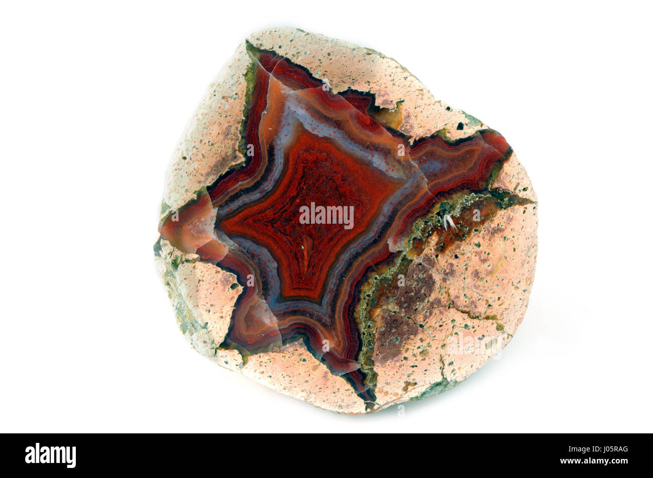 red blue banded agate stone. Stock Photo