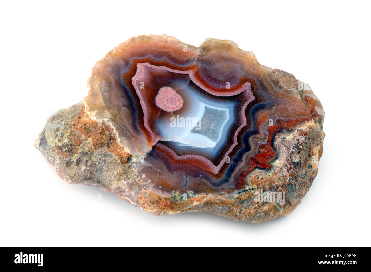 red blue banded agate stone. Stock Photo