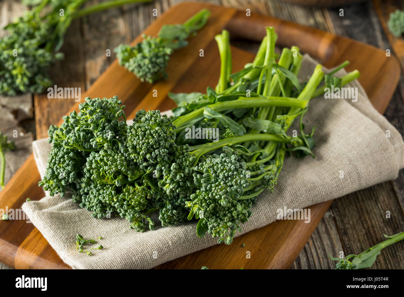 Raw Green Organic Broccolini REady to Cook With Stock Photo Alamy