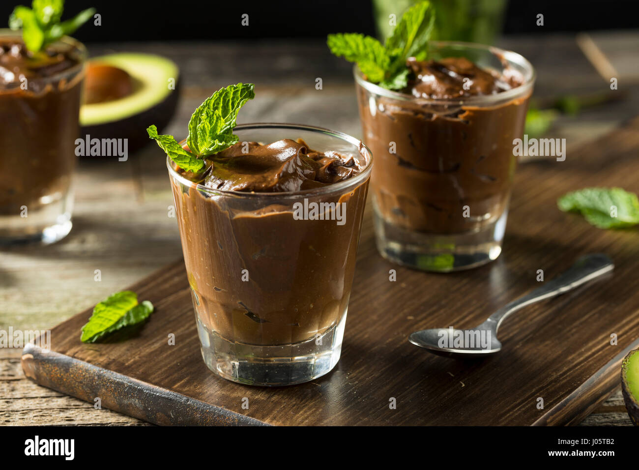 Organic Healthy Homemade Avocado Pudding with Mint Stock Photo Alamy