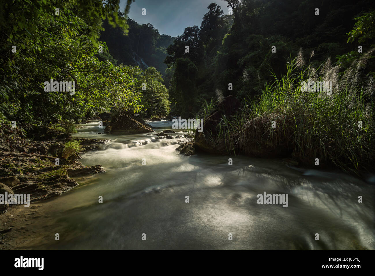 The river originating from Lapopu waterfall in West Sumba, East Nusa Tenggara, Indonesia Stock Photo