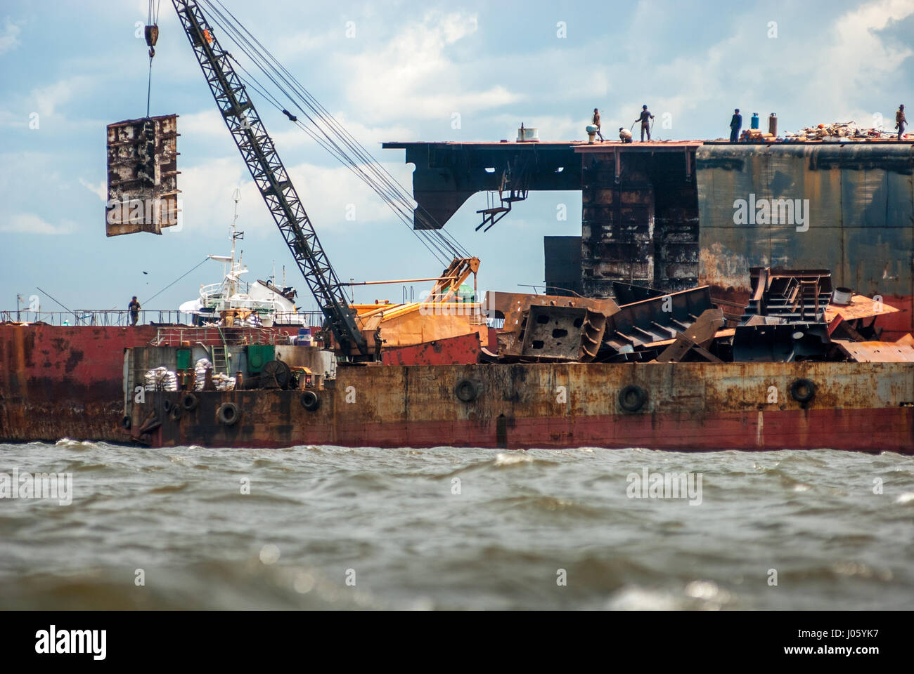 Ship breaking yard in Jakarta, Indonesia. Stock Photo