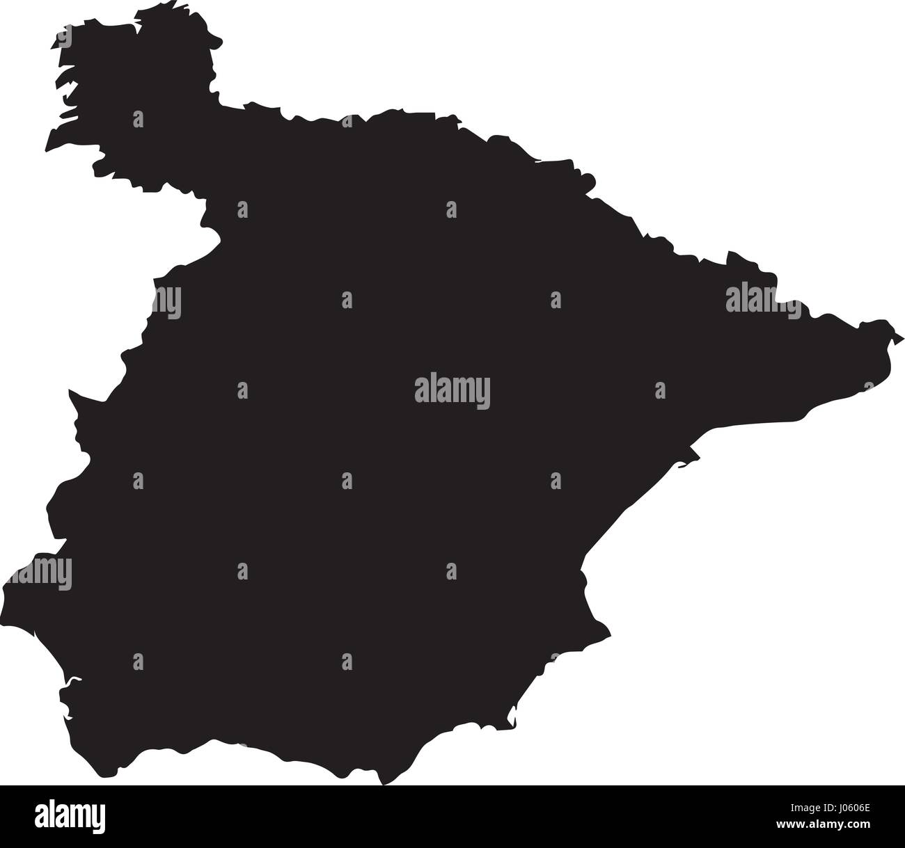 Black map of Spain for your design, concept Illustration. Stock Vector