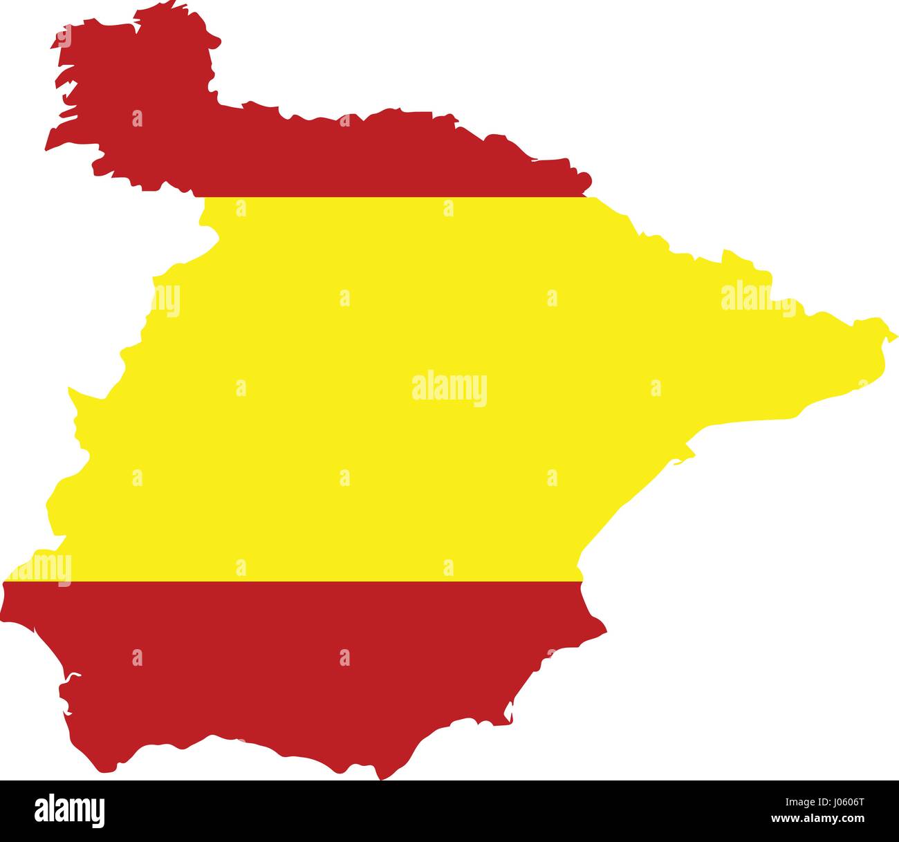 Map of Spain with national flag isolated on white background Stock Vector