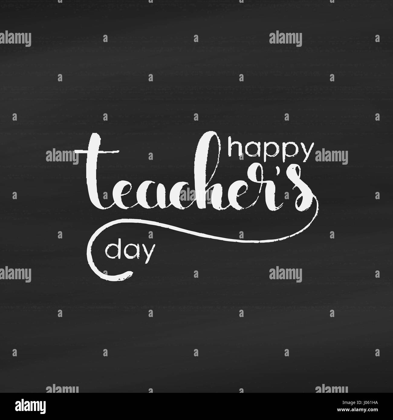 Happy Teacher's day handwritten lettering. Modern vector hand drawn calligraphy over blackboard background Stock Vector