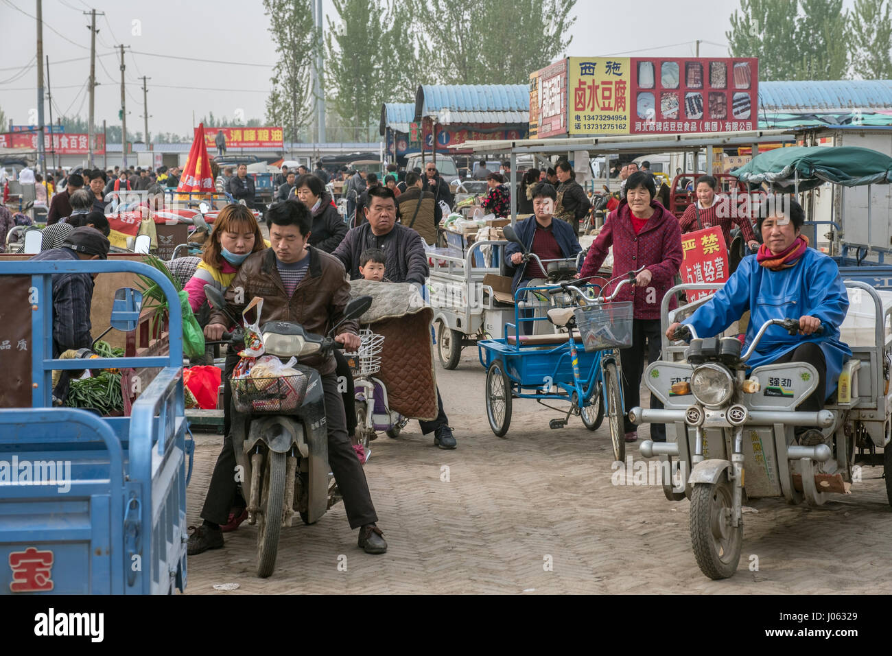A market in Xiong County, one of the three counties composing Xiongan New Area in Hebei Province, China on April 09, 2017. Stock Photo
