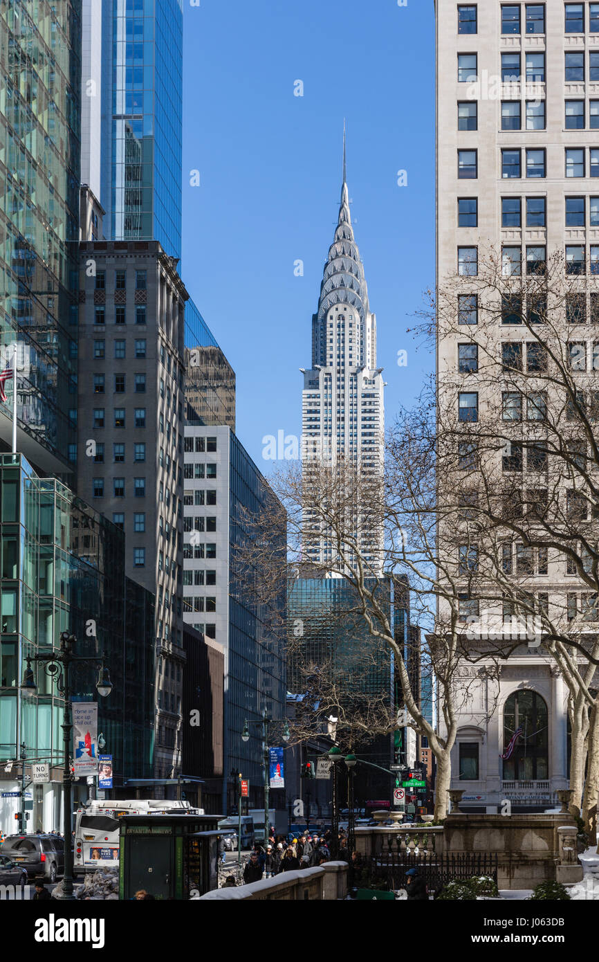 New York Skyline with sky scrapers and Chrysler Building Stock Photo