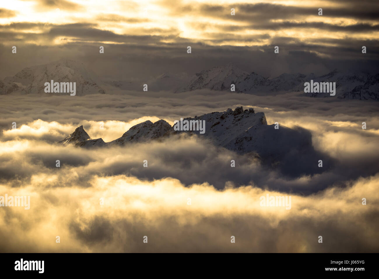 The breathtaking view of the Schareck ski region in Austria. Stock Photo