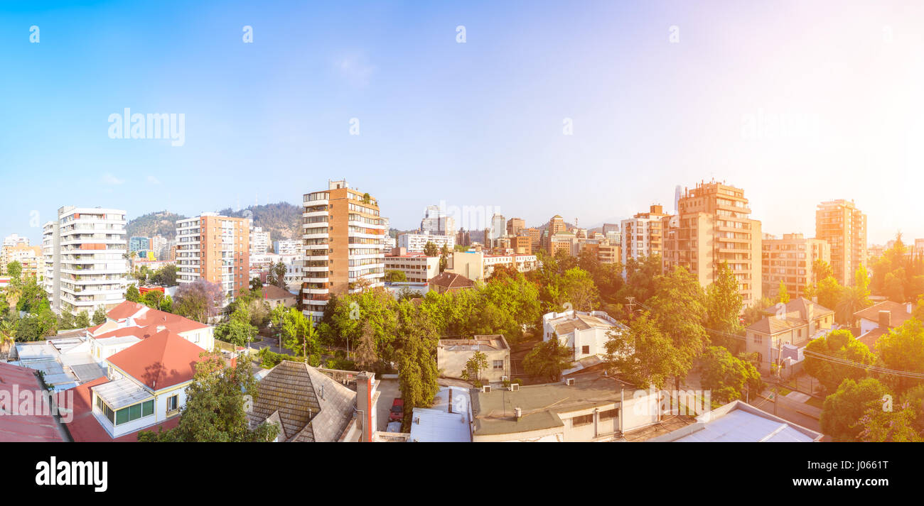 Panoramic view of the resedential neighborhood in Providencia commune in Santiago, Chile Stock Photo