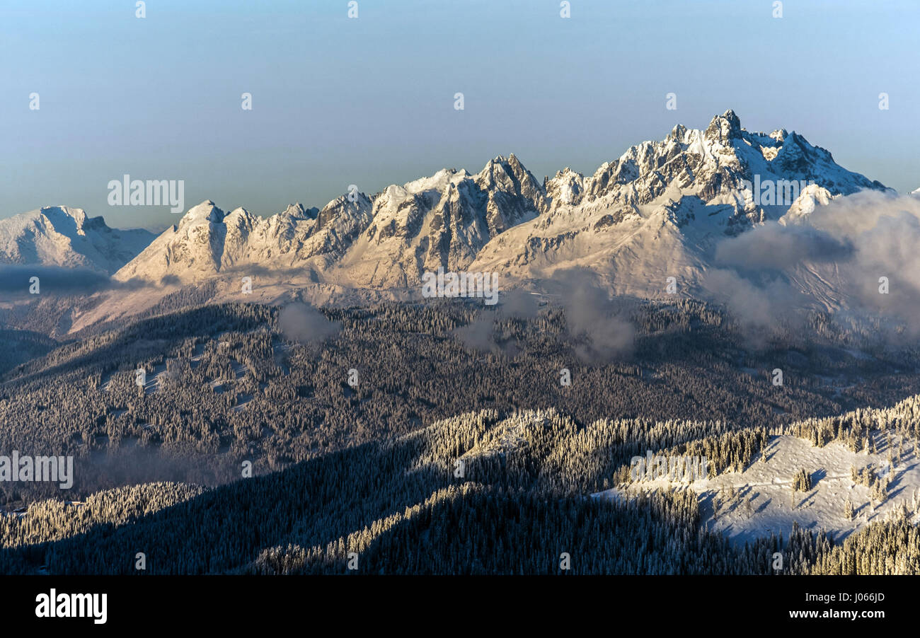 The landscape of the Zauchensee ski region in Austria is impressive. Stock Photo