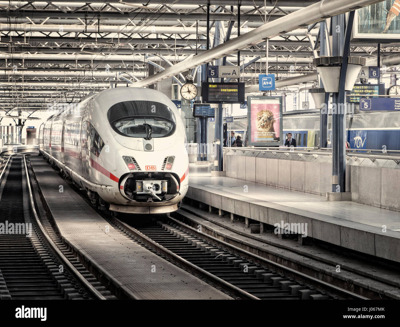 German high speed I.C.E. train in Brussels Midi station Belgium Stock Photo