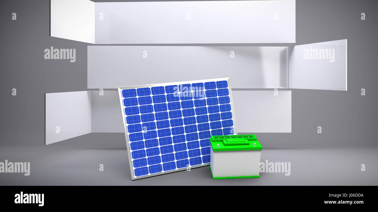 Vector image of 3d solar panel with battery against abstract room Stock ...