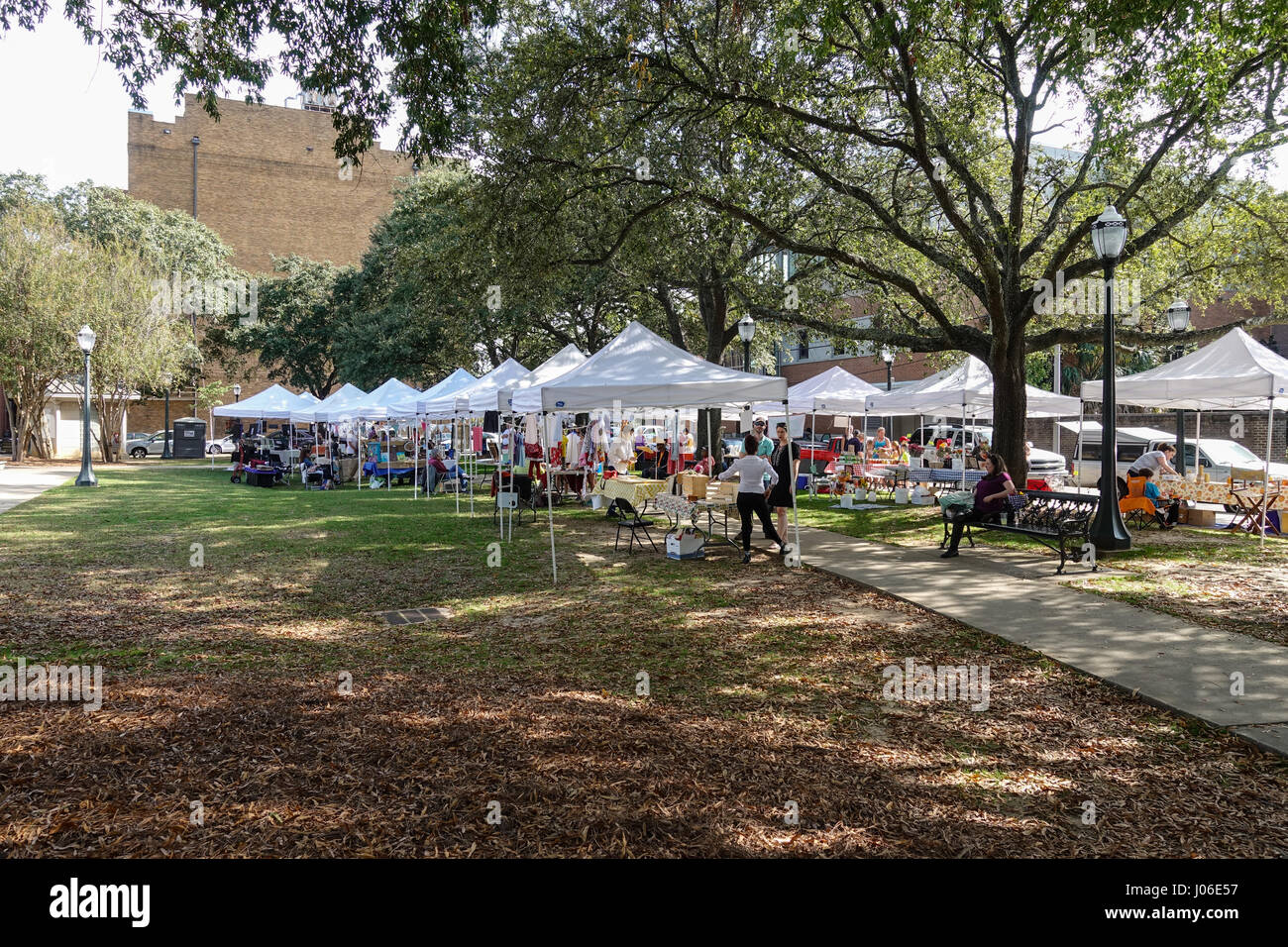Saturday Market in Bienville Square, Mobile, Alabama Stock Photo