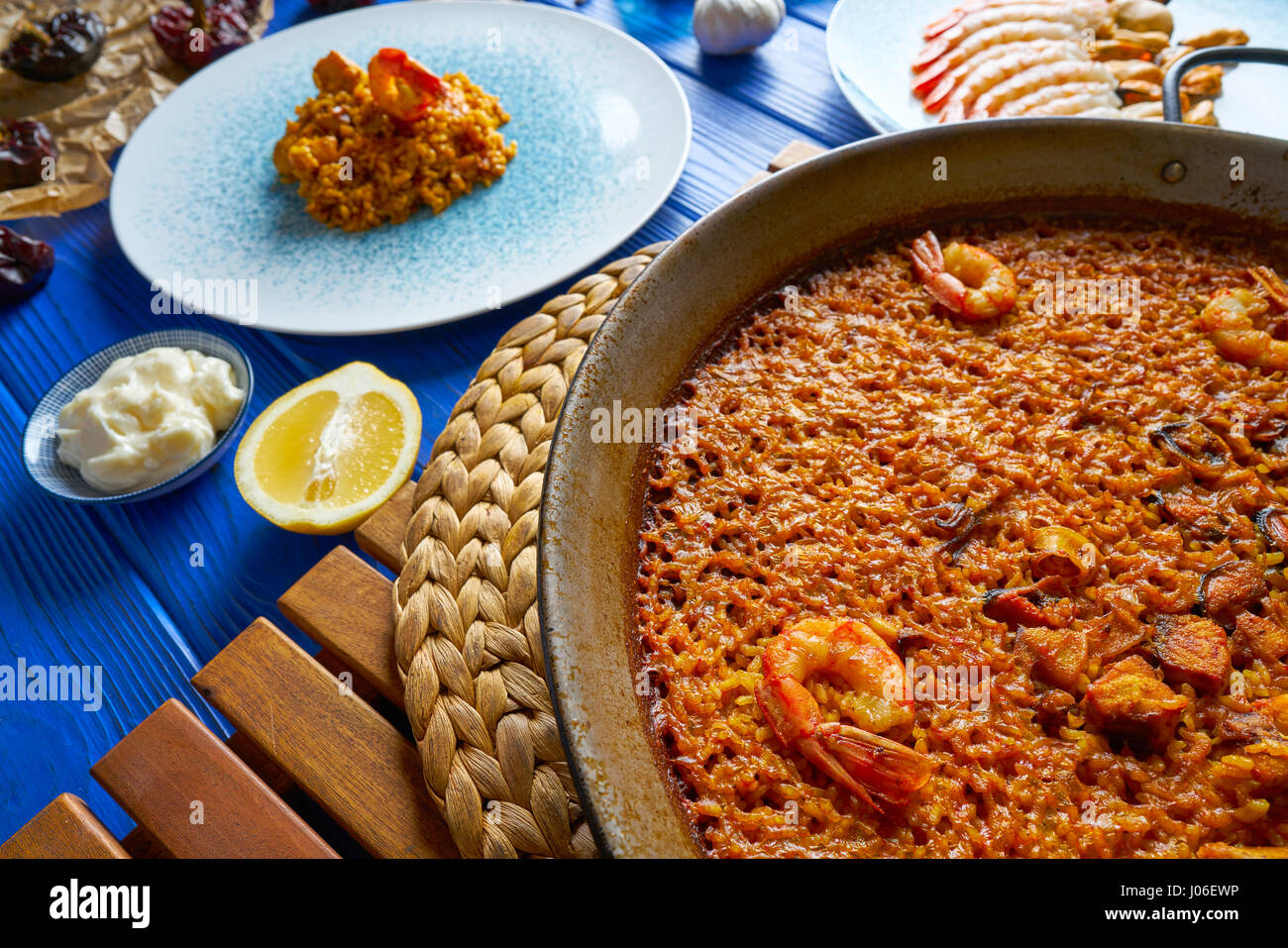 Seafood Paella senyoret rice from Valencia Spain Stock Photo Alamy