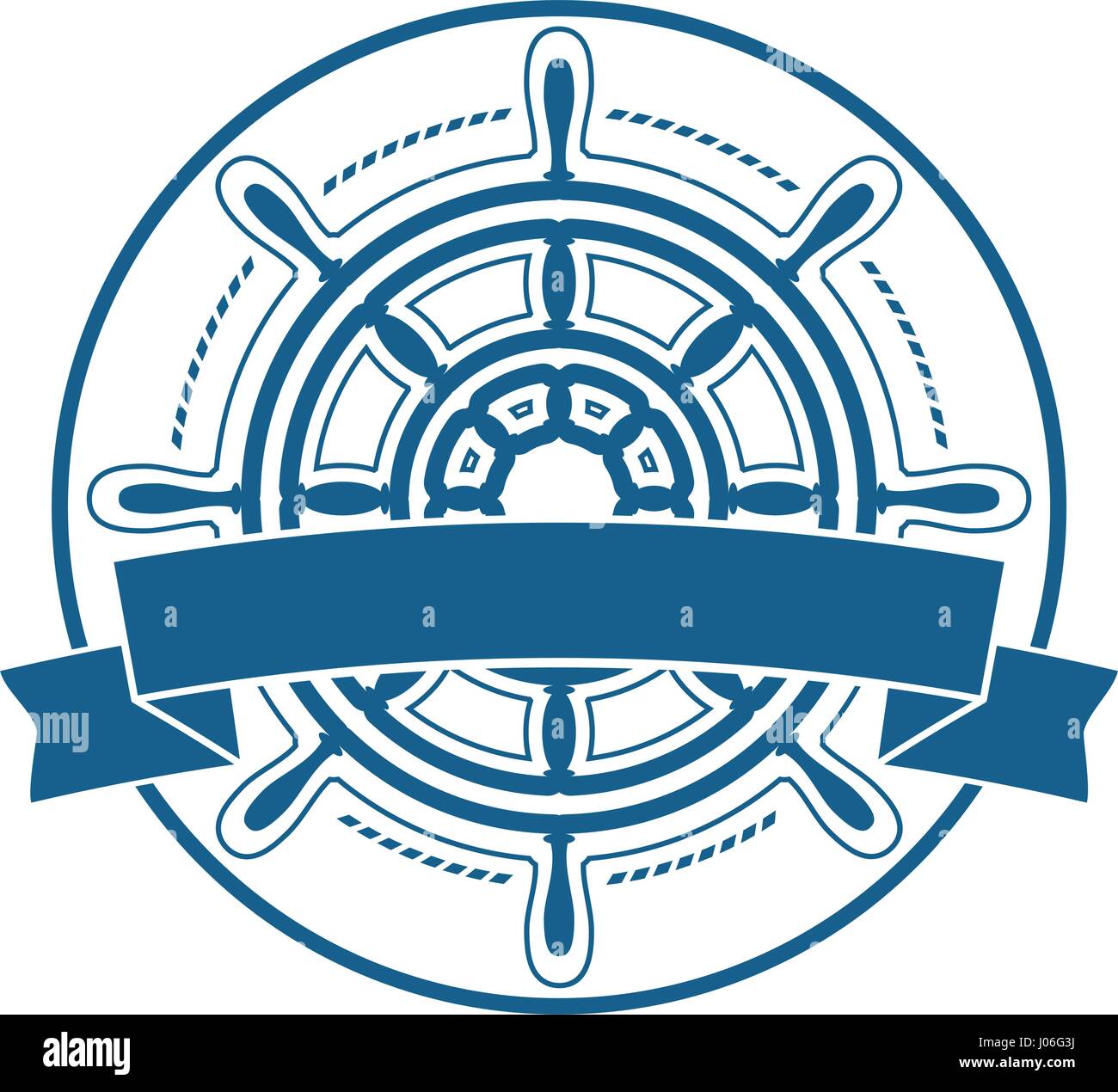 Ship steering wheel emblem with banner Stock Vector Image & Art Alamy