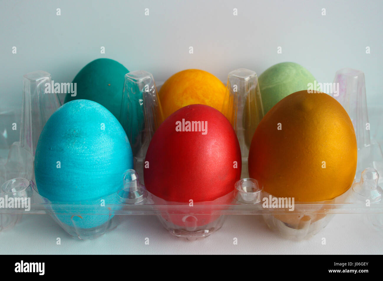 Eggs with a cute face. Photo for your design. Six colored eggs Stock ...