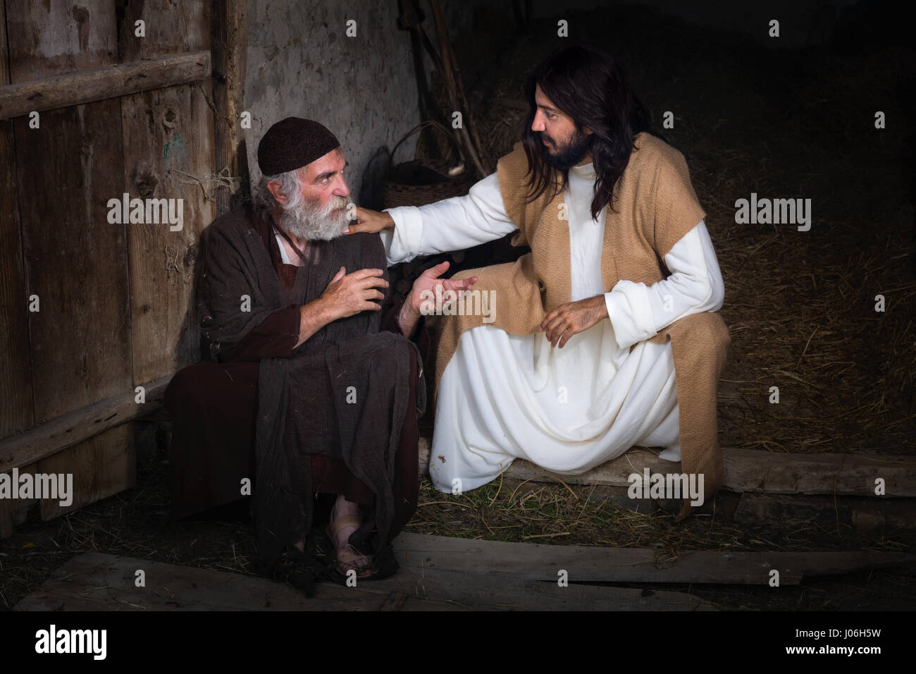 Jesus healing the lame or crippled man Stock Photo Alamy