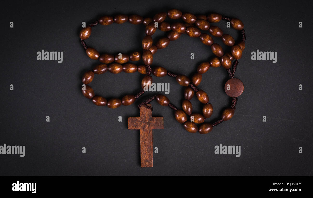 Handmade wooden chaplet - rosary Stock Photo