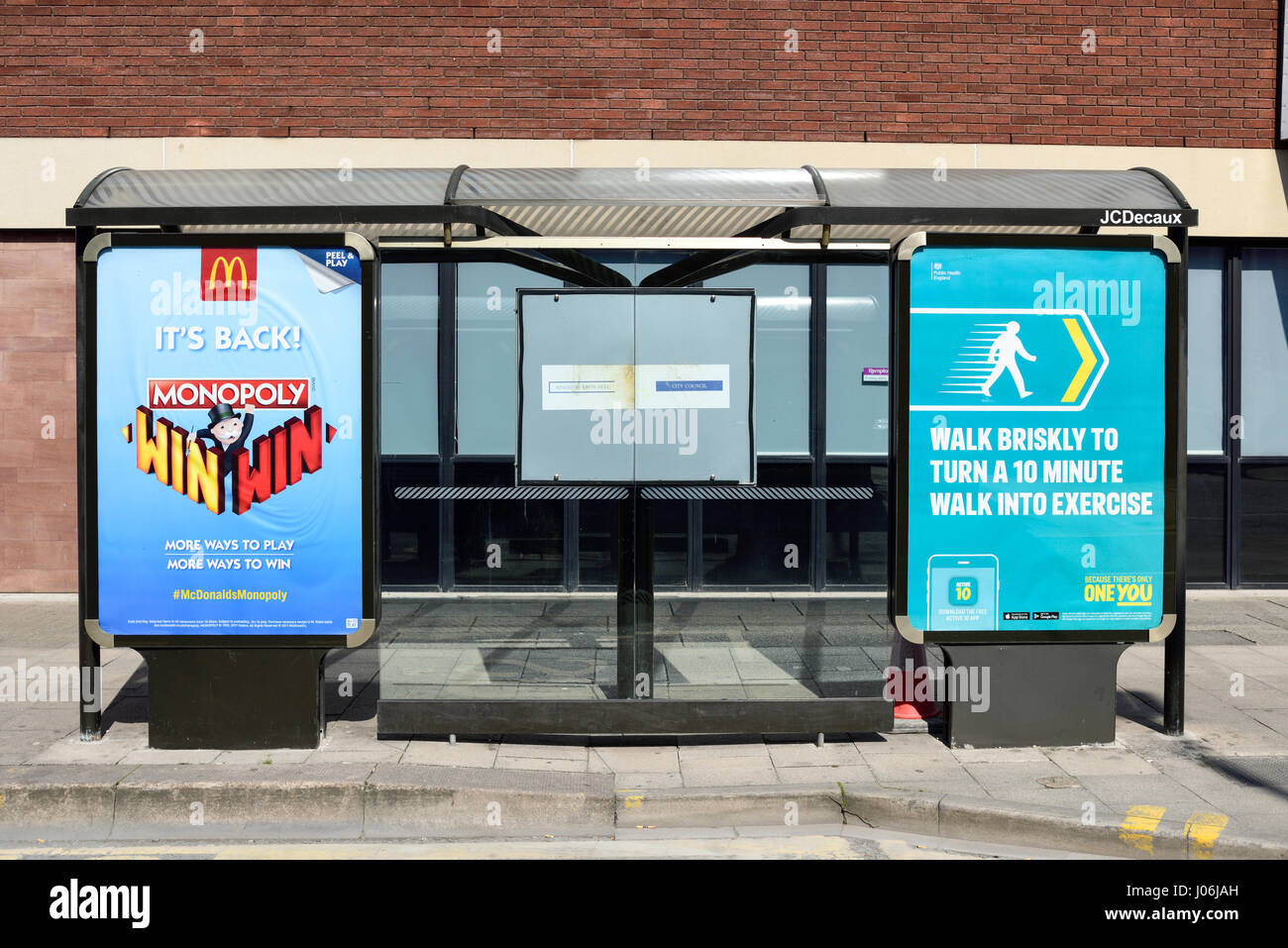 Kingston-upon-Hull,East Riding Yorkshire,UK:Bus shelters along Albion way in the city centre. Stock Photo