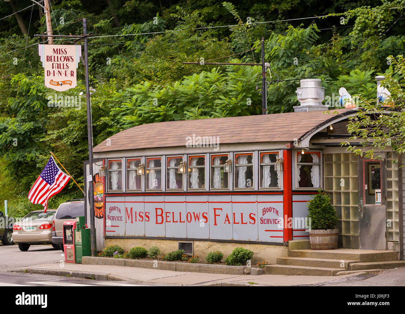 BELLOWS FALLS, VERMONT, USA - Miss Bellows Falls Diner, historic small town restaurant. Stock Photo