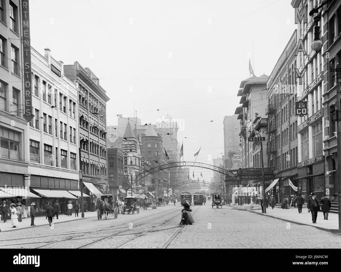 High Street South From Chestnut Street, Columbus, Ohio, USA, Detroit Publishing Company, 1905 Stock Photo