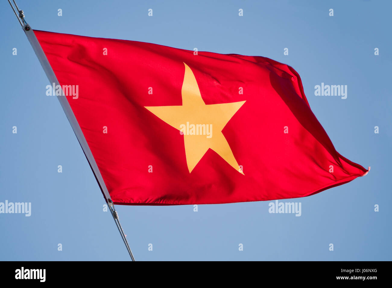 Horizontal close up of the Vietnamese national flag. Stock Photo