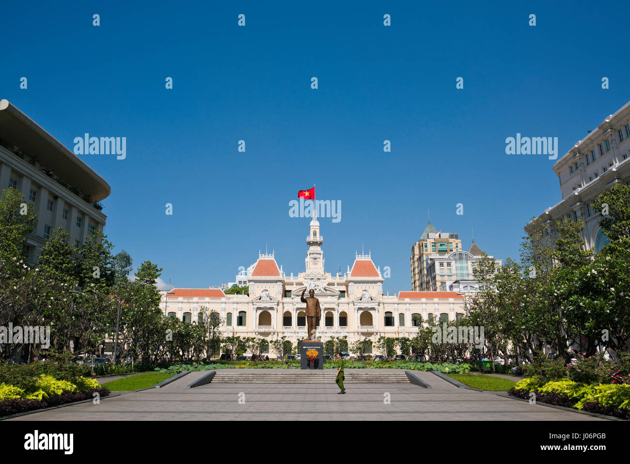 Horizontal view of Ho Chi Minh City Hall in old Saigon, Vietnam. Stock Photo