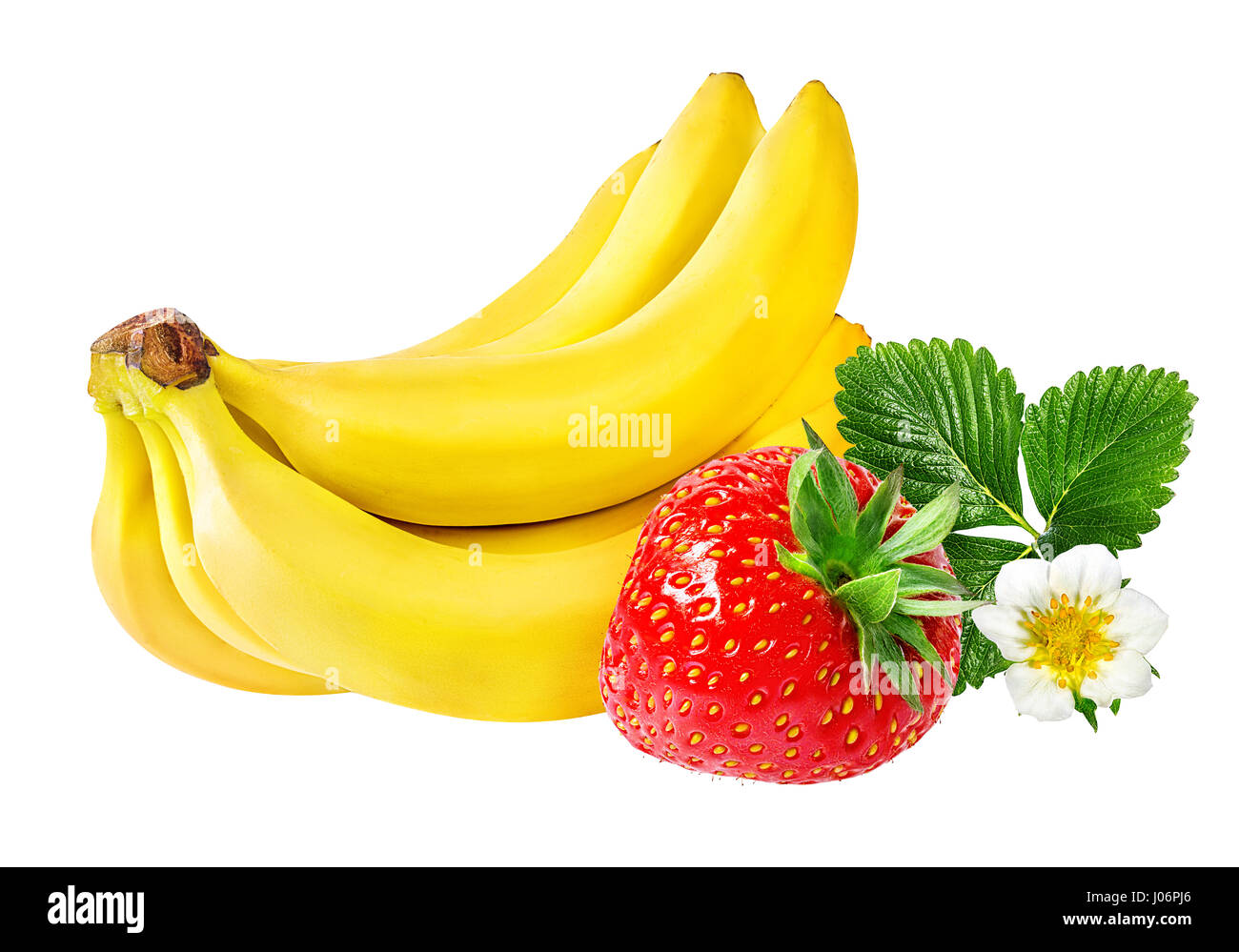 Banana and strawberry isolated on white background Stock Photo - Alamy