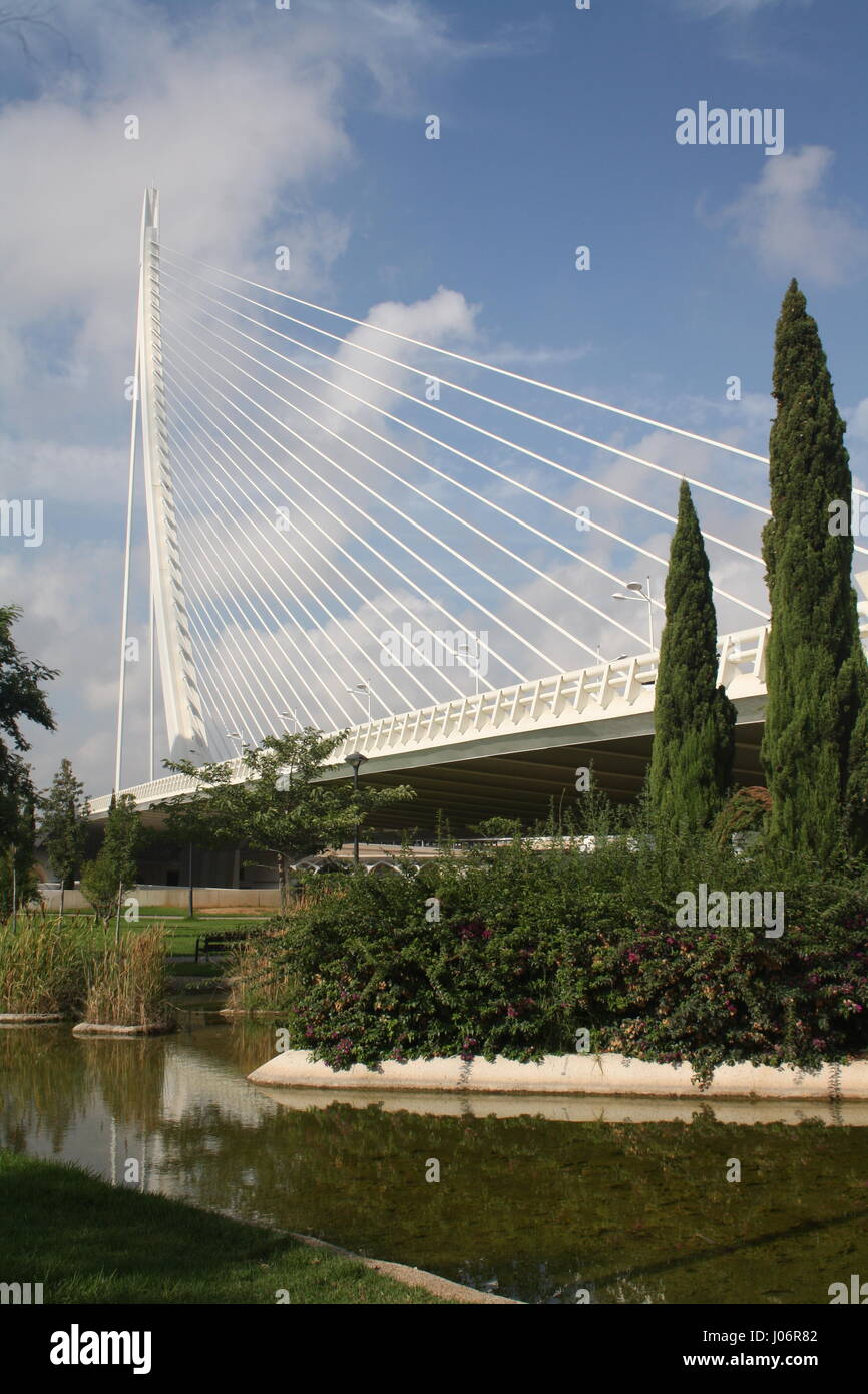 Assut de l'Or Bridge  and Turia Gardens, City of Arts and Sciences, Valencia, Spain Stock Photo