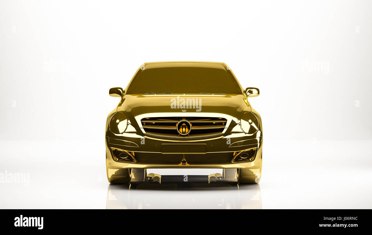golden 3d rendering of a car inside a studio Stock Photo - Alamy