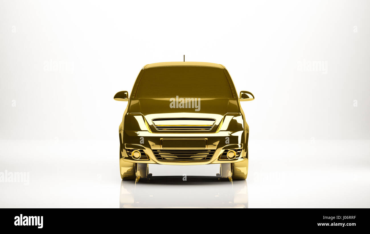 golden 3d rendering of a car inside a studio Stock Photo - Alamy