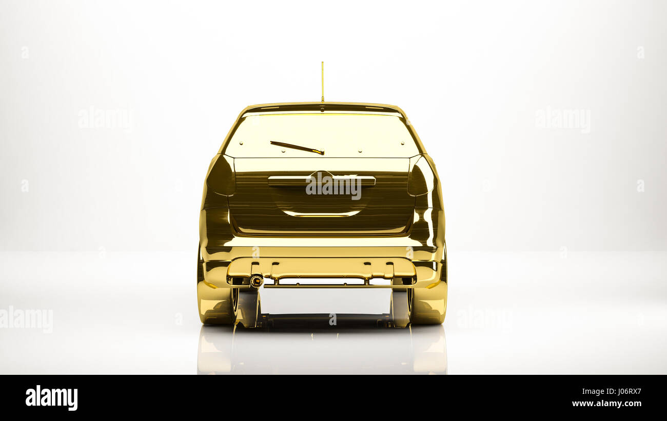 golden 3d rendering of a car inside a studio Stock Photo - Alamy