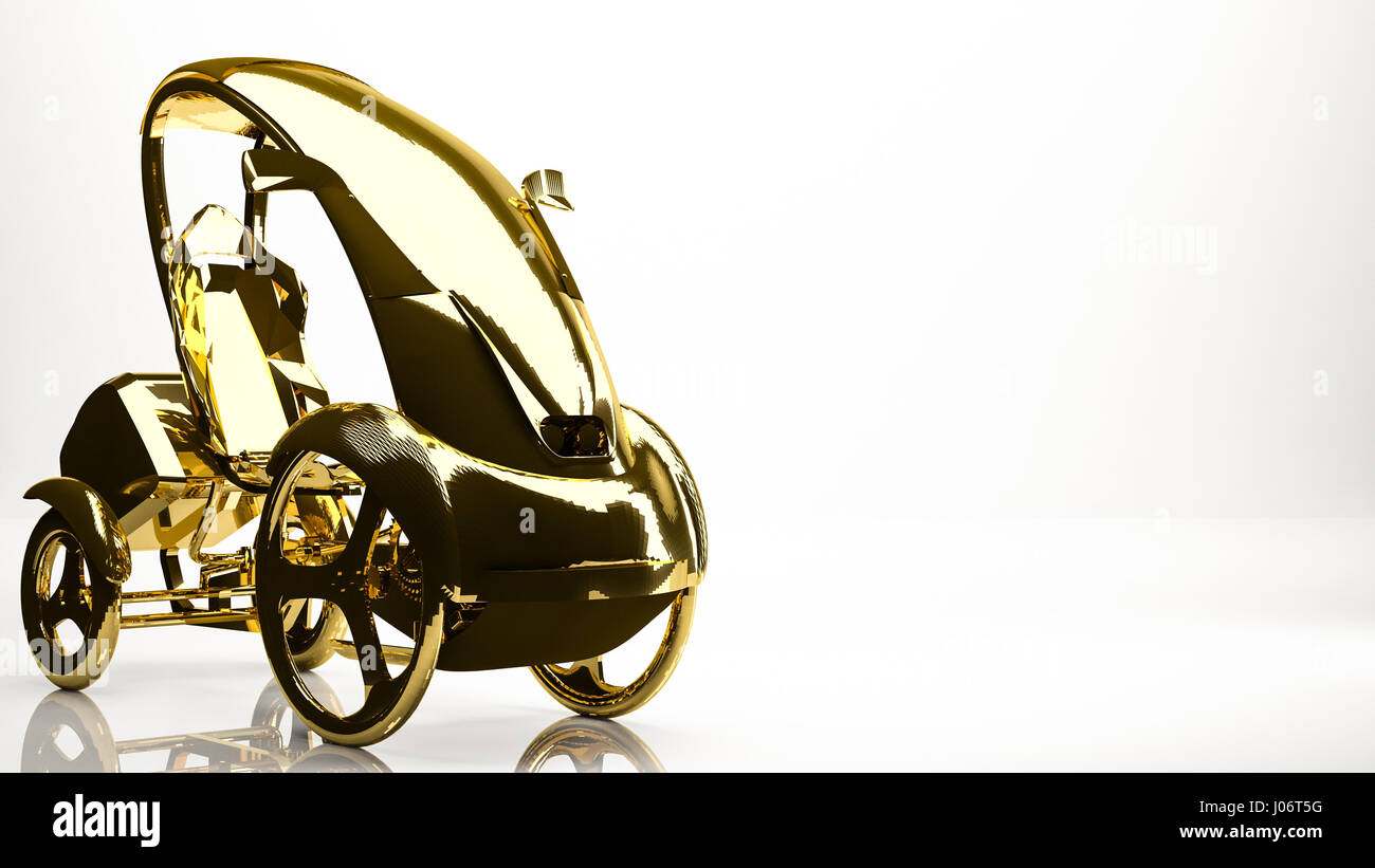 golden 3d rendering of a simple car inside a studio Stock Photo - Alamy