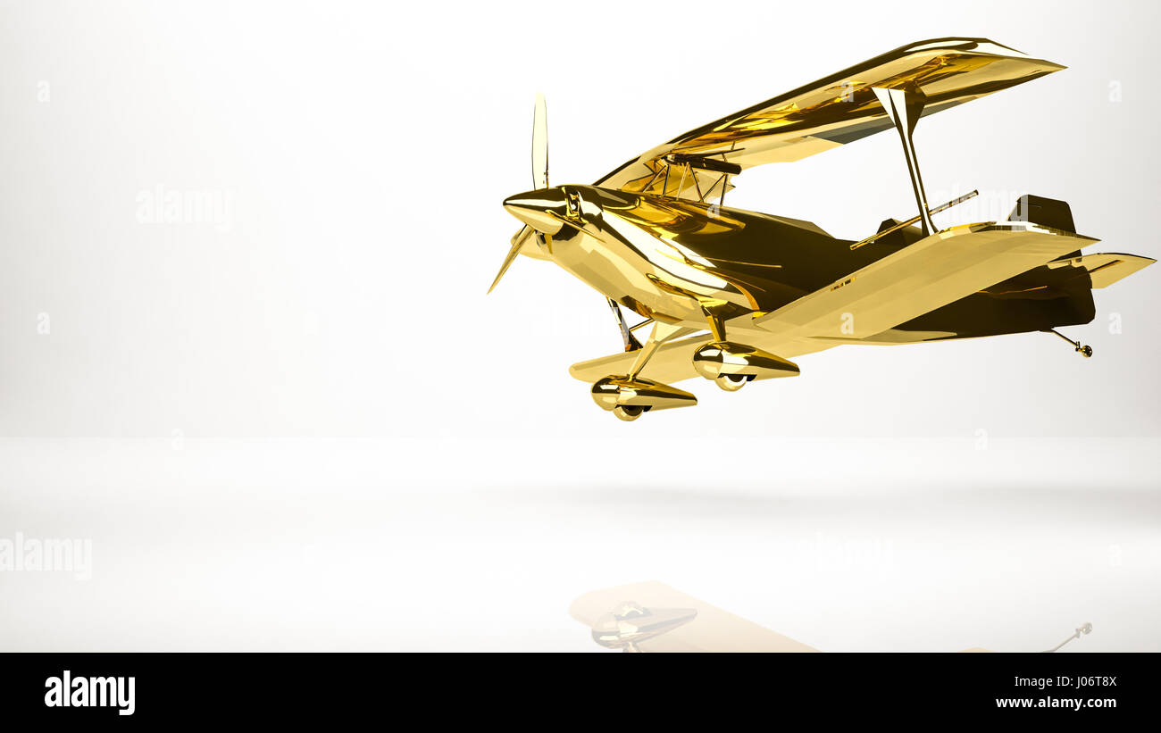 golden 3d rendering of a airplane inside a studio Stock Photo - Alamy