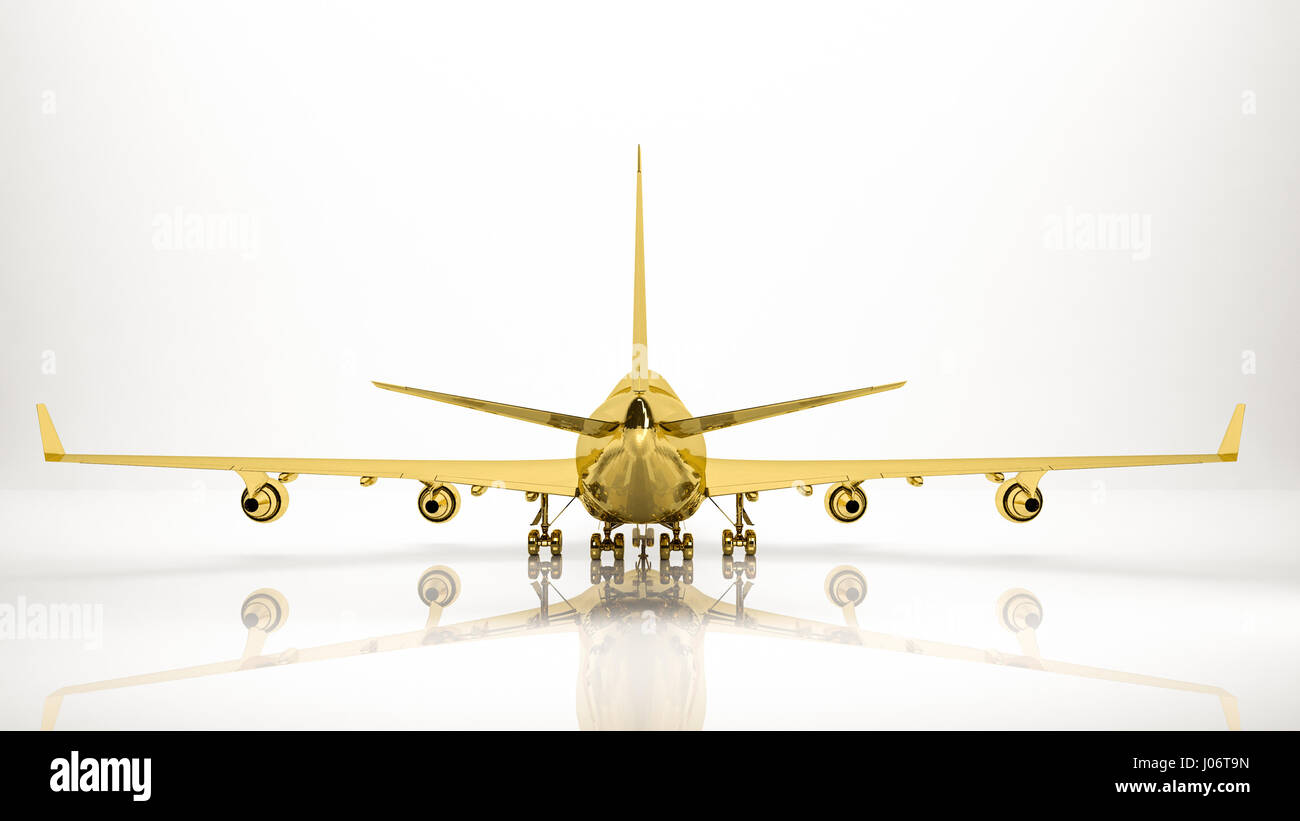 golden 3d rendering of a airplane inside a studio Stock Photo - Alamy