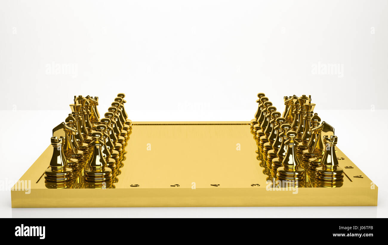 golden 3d rendering of a chess inside a studio Stock Photo - Alamy