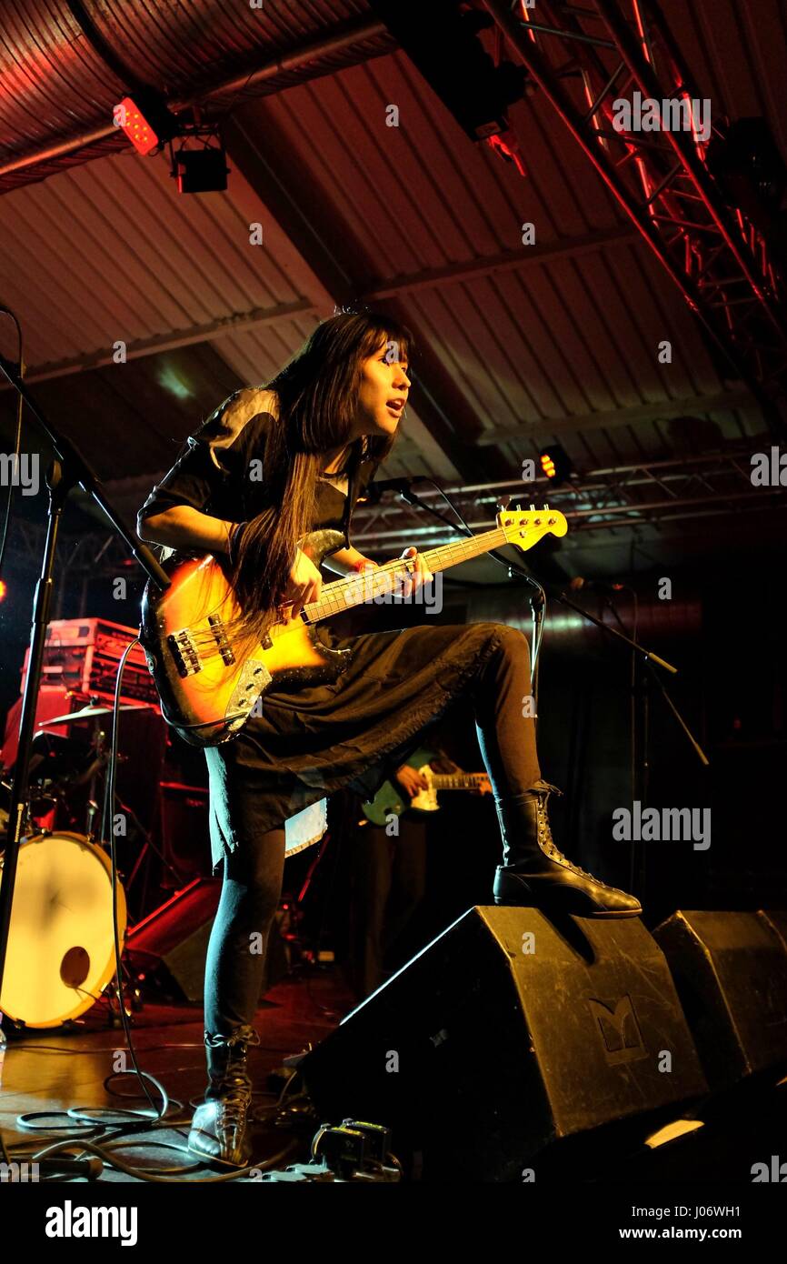 Taigen Kawabe performing with Japanese noise band Bo Ningen at the