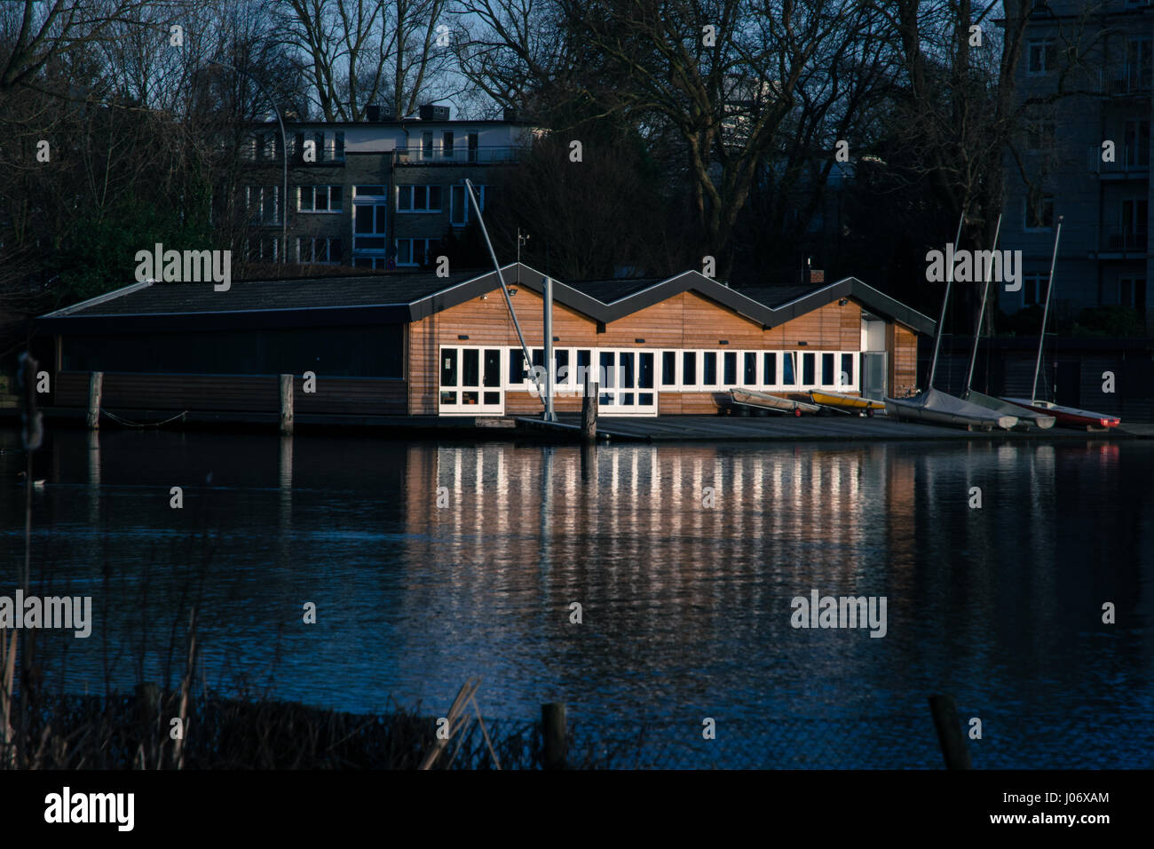 cottage in the lake of hamburg Stock Photo Alamy