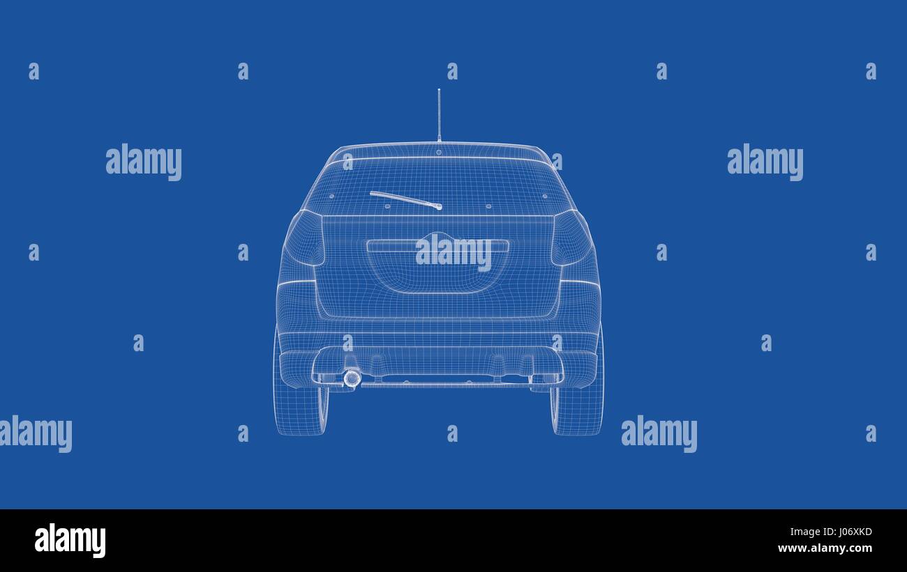 3d rendering of an outlined car Stock Photo - Alamy