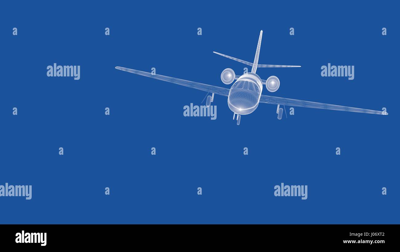 3d rendering of an outlined airplane Stock Photo - Alamy