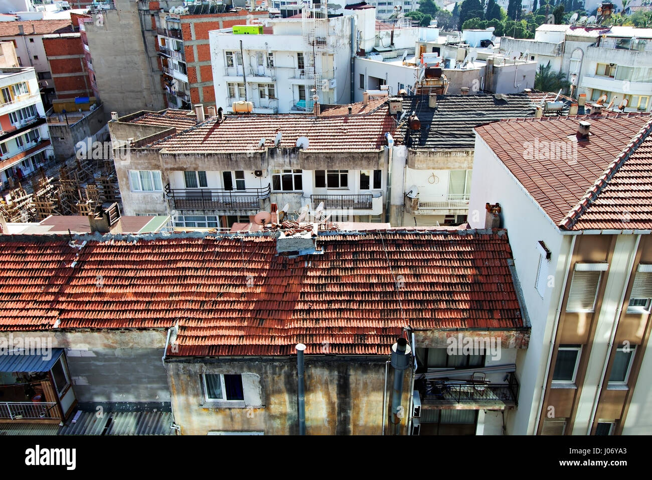 A view across the rooftops of Kusadasi Turkey Stock Photo