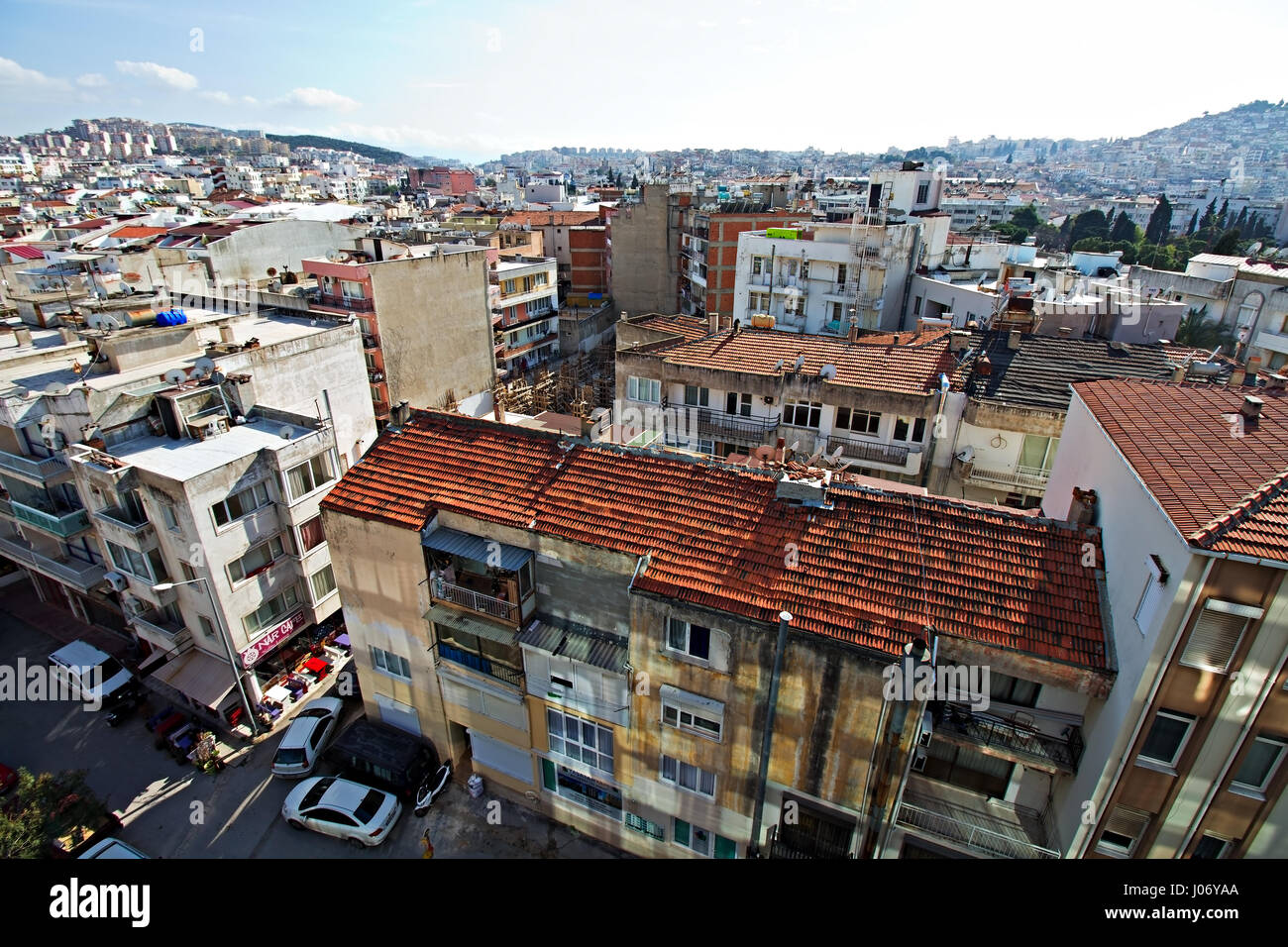 A view across the rooftops of Kusadasi Turkey Stock Photo