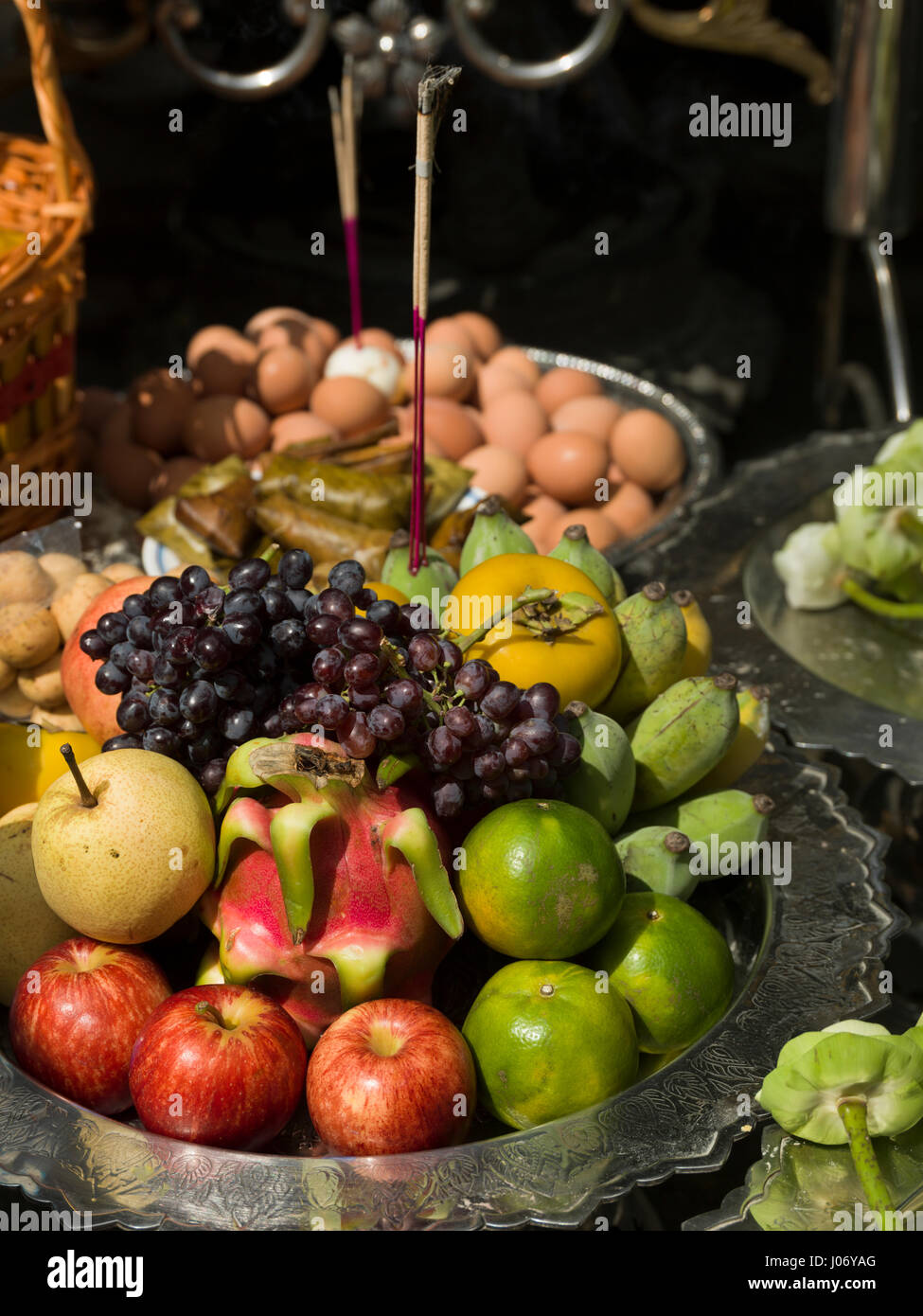 Fruits as religious offering in temple at the Grand Palace, Phra Nakhon