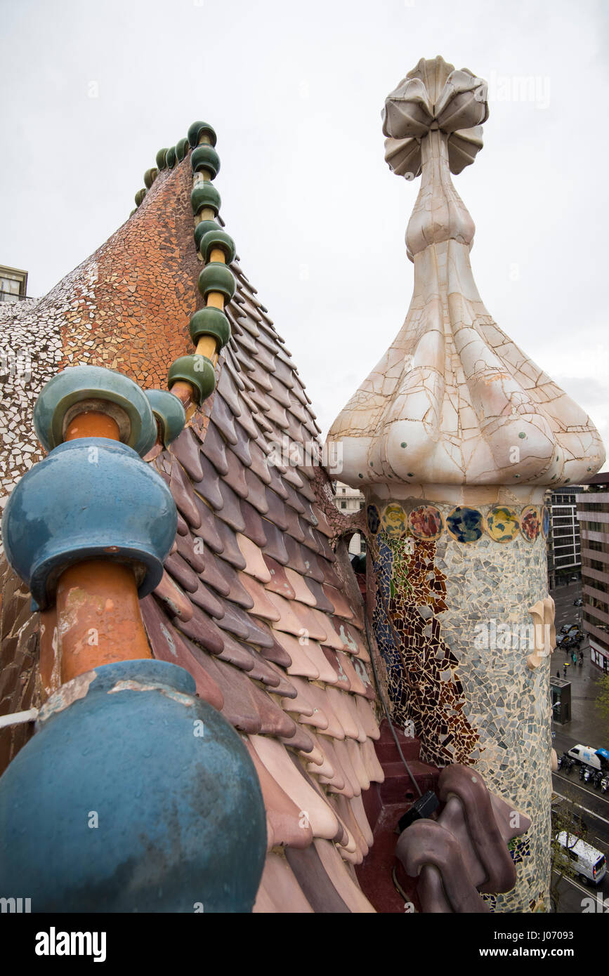 The roof of Casa Batllo in Barcelona, Spain Europe EU Stock Photo - Alamy
