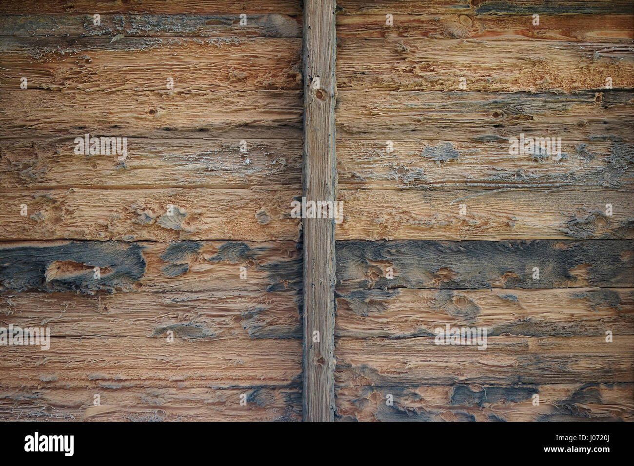 Old wooden panels. Rotten through salty and humid air. Stock Photo