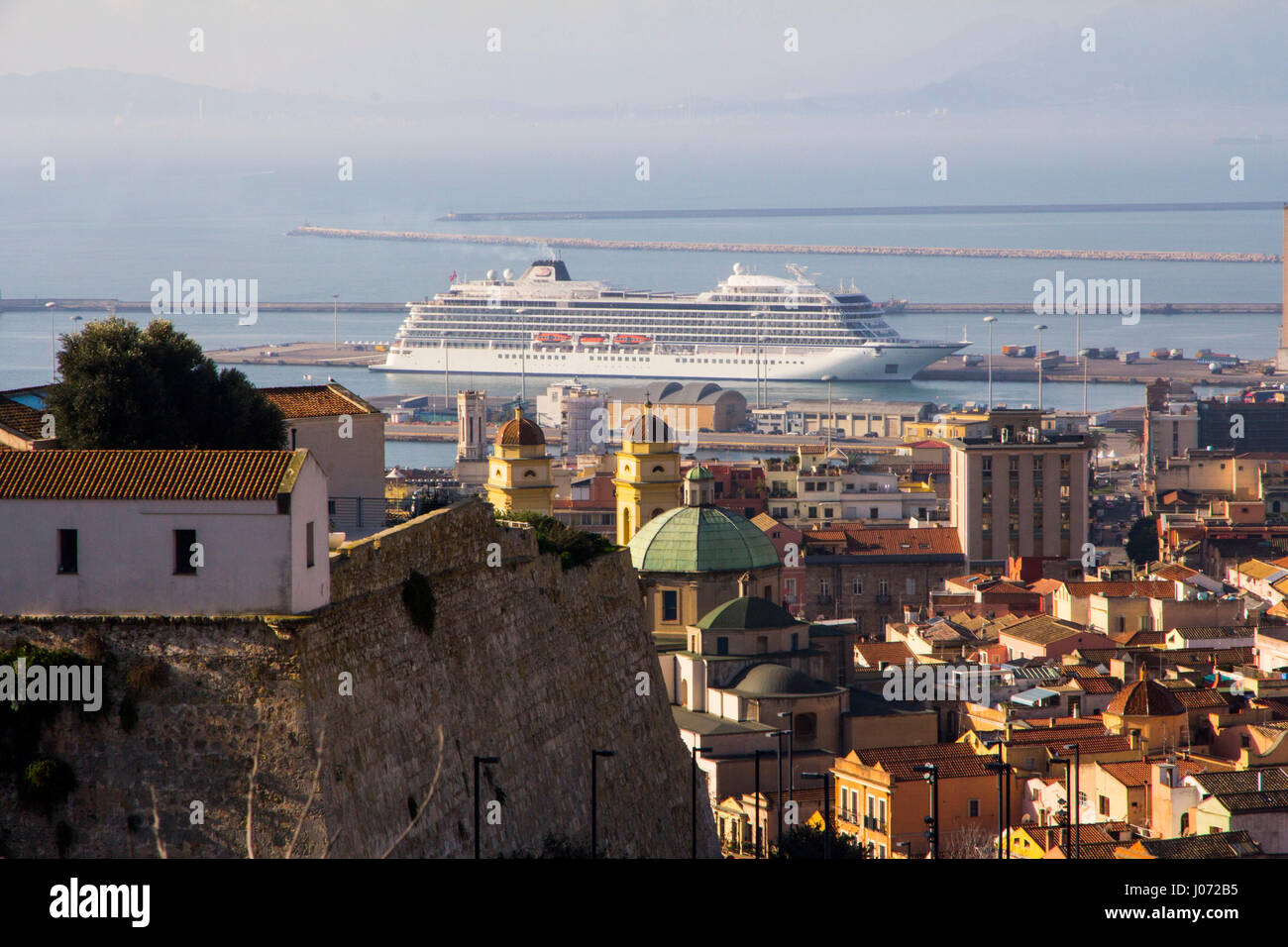 Cruise ship Viking Sea at Cagliari, Sardinia. Stock Photo
