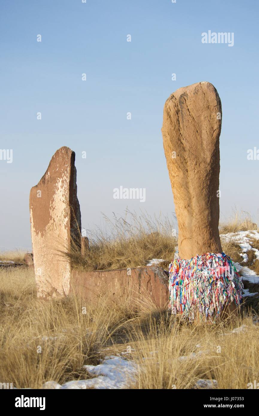 Ancient rock sculptures in Mongolia Stock Photo Alamy
