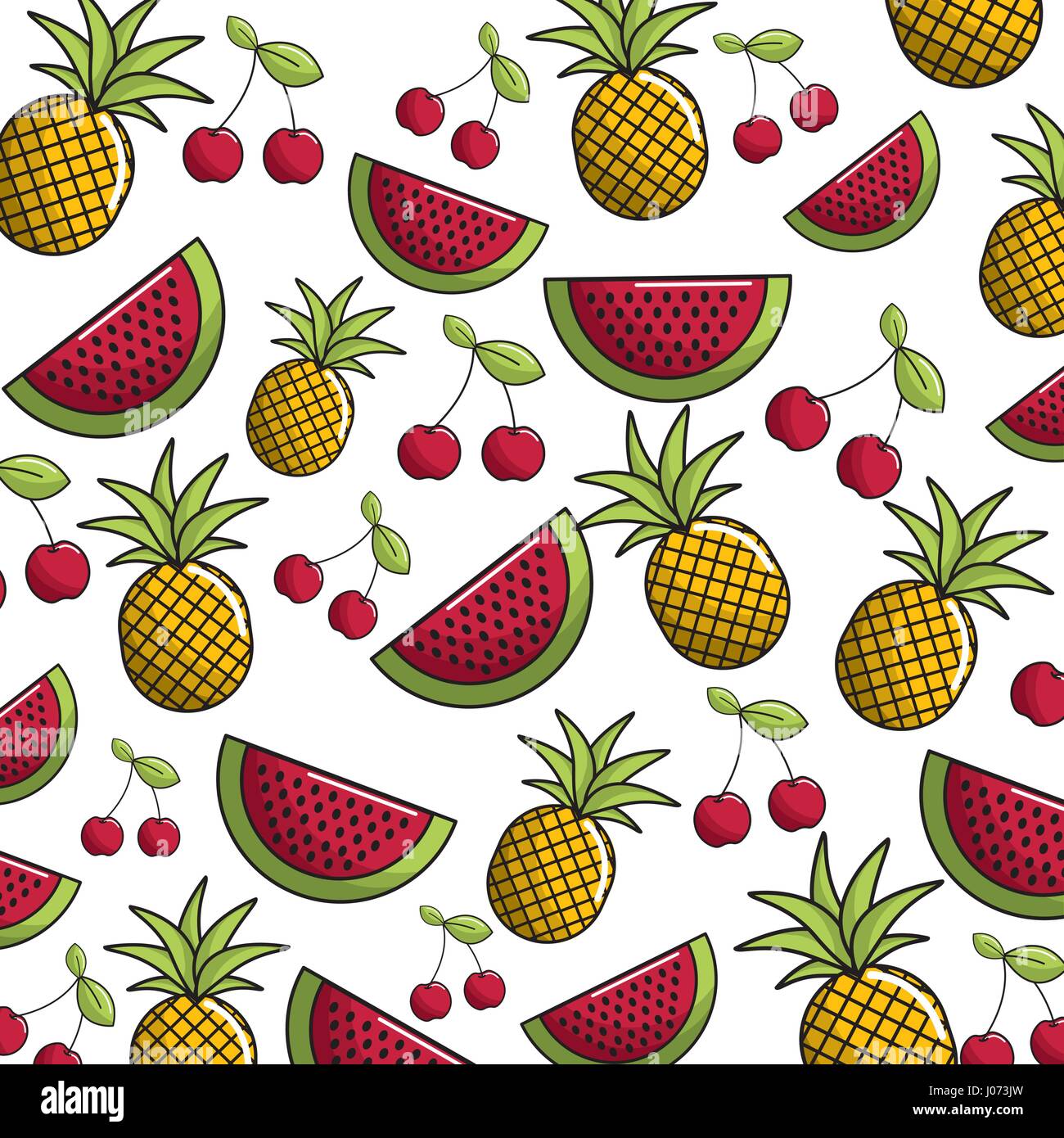 natural watermelon and pineapple fruit background Stock Vector Image ...