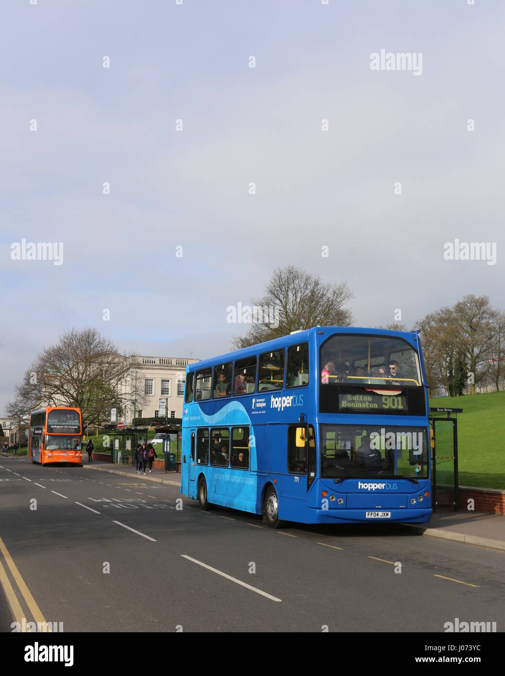 Hopper Bus on University of Nottingham Campus Nottingham UK April 2017